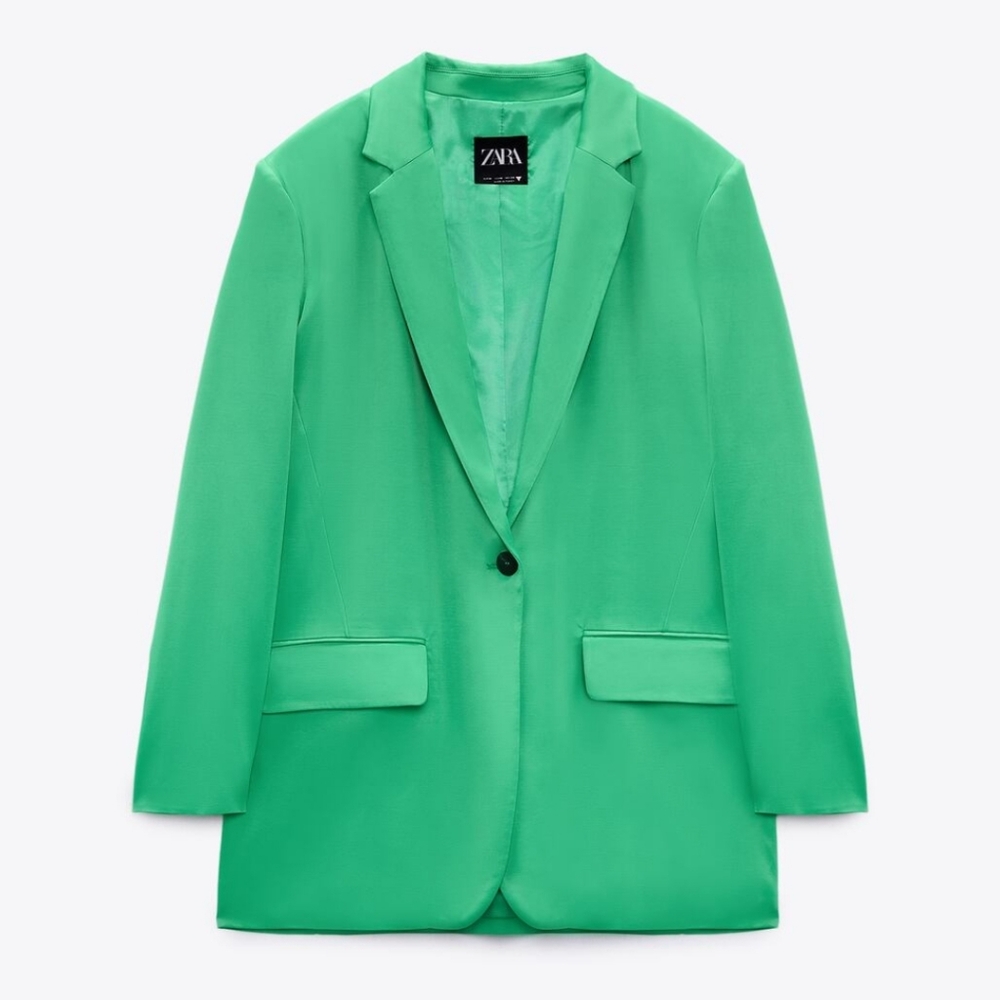 Straight cut satin effect blazer